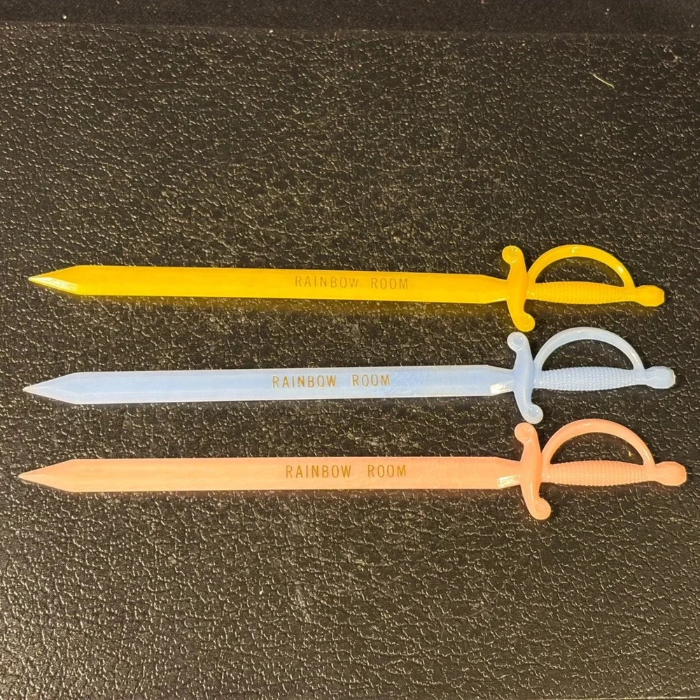 Vintage Rainbow Room NYC Sword Cocktail Picks Plastic Swizzle Sticks Set of 3